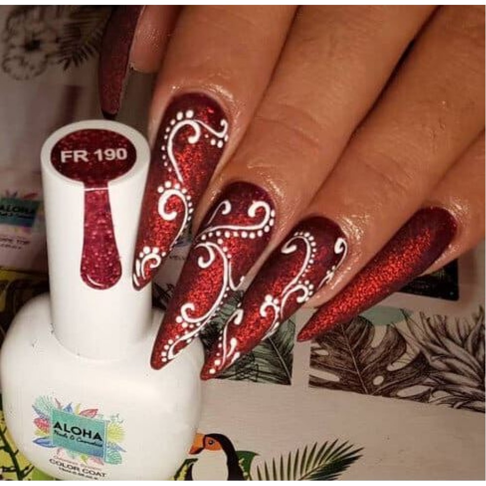 Aloha Ημιμόνιμο Βερνίκι ,15ml Star Shine Glitter Fr 190 (Bordeaux Glitter Μπορντώ Glitter) *