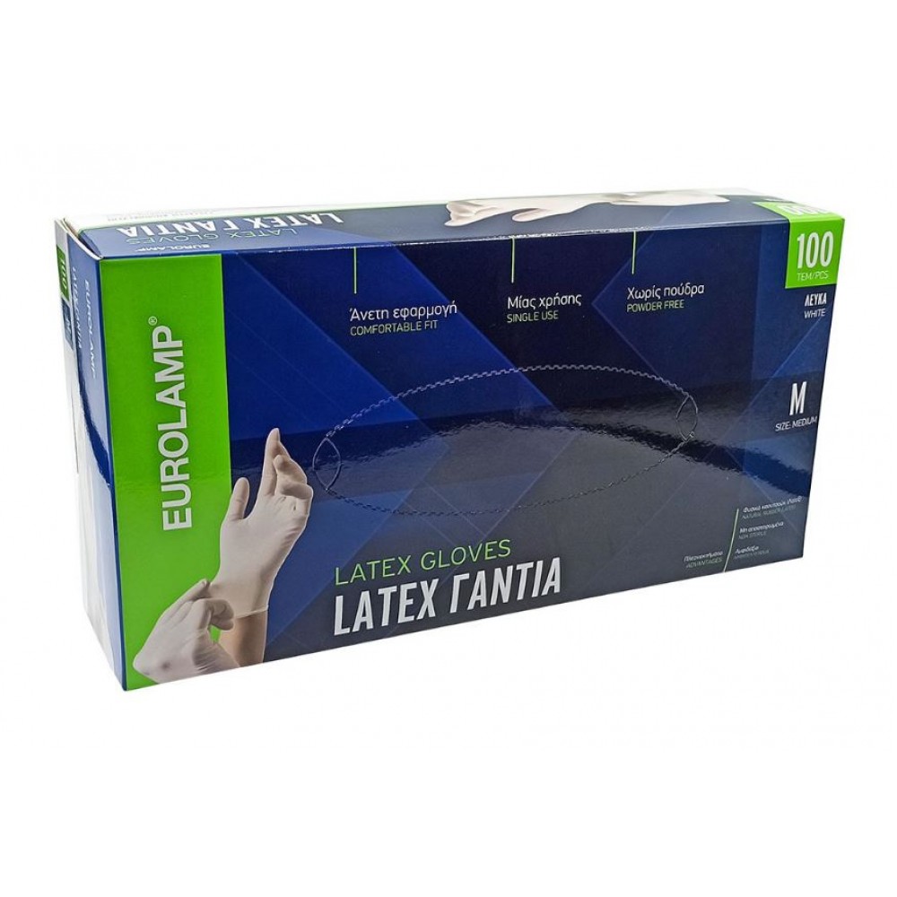 LYV Γάντια Latex Λευκά Χωρίς Πούδρα Medium 100τμχ