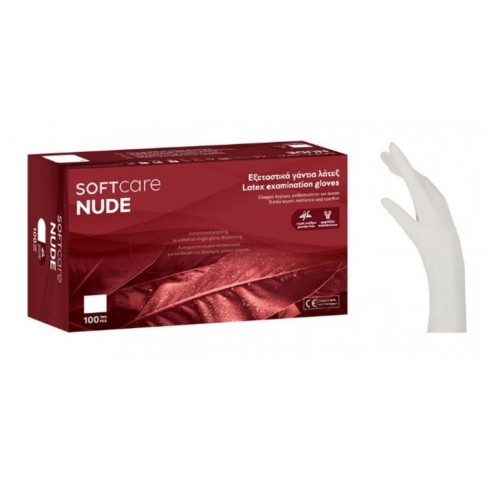 Sof Γάντια Latex  Nude xωρίς πούδρα Λευκό 100 Τμχ. Medium (110.202 M)