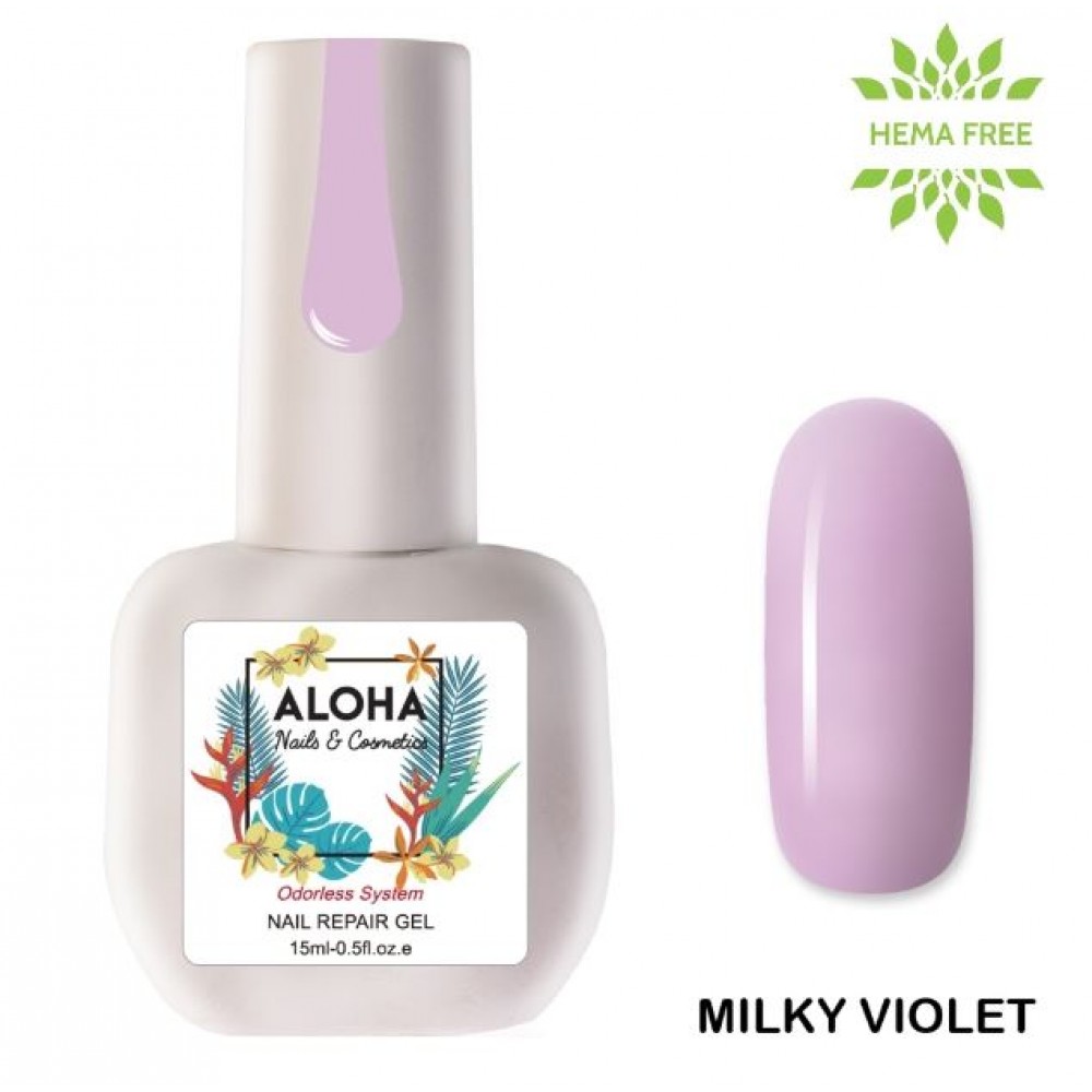 Aloha Θεραπεία Ημιμόνιμου Με Πρωτεΐνες & Χρώμα Nail Repair Gel Milky Violet ,15ml
