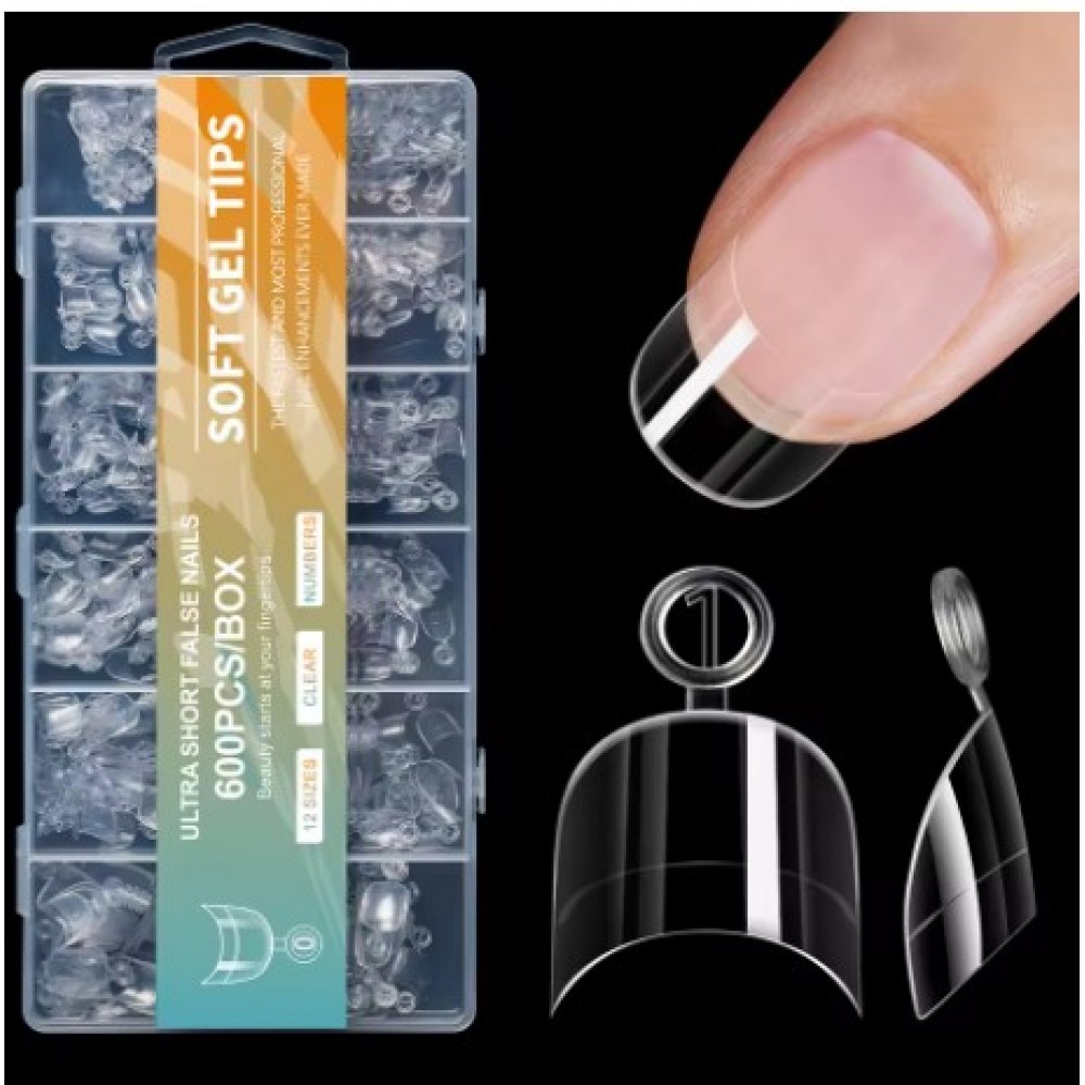 Soft Gel Tips French Half-Cover #02  600Pcs