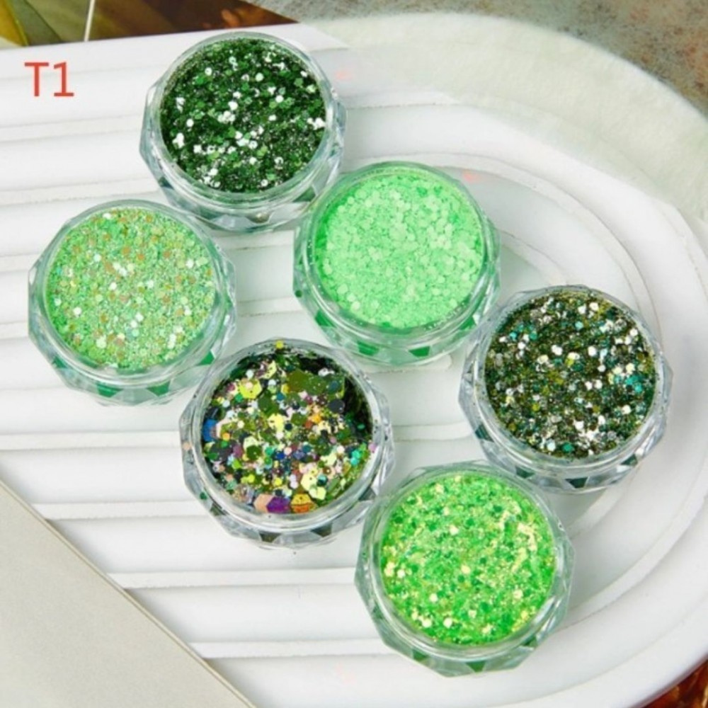 Σετ 6 Glitter Νυχιών No15 T1