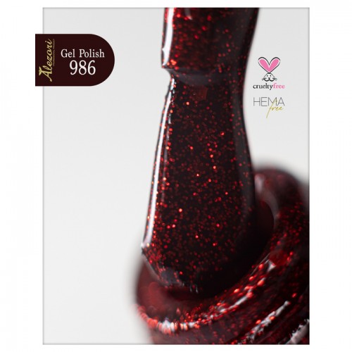 Alezori Ημιμόνιμο Βερνίκι Νυχιών Gel Polish Red Carpet 25 ( №986 Glitter) ,15ml