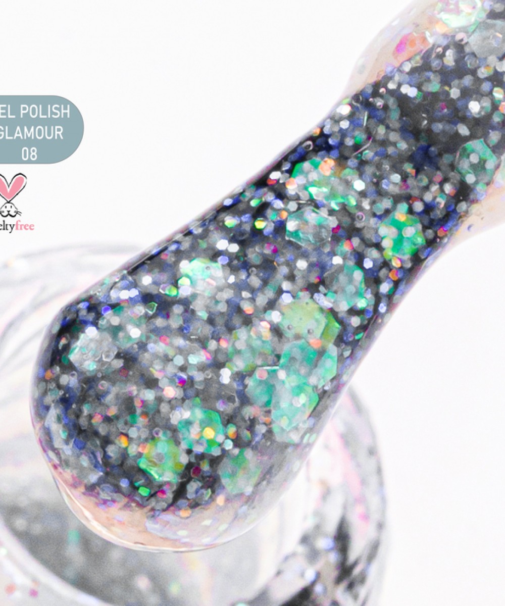 Alezori Ημιμόνιμο Βερνίκι Νυχιών Gel Polish Glamour 08 (№731_Glitter) Με Ιριδίζουσα Παγιέτα ,15ml