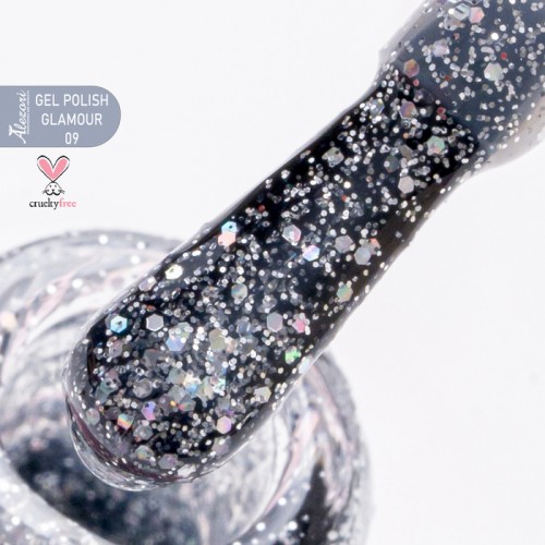 Alezori Ημιμόνιμο Βερνίκι Νυχιών Gel Polish Glamour 09 (№730_Glitter) ,15ml