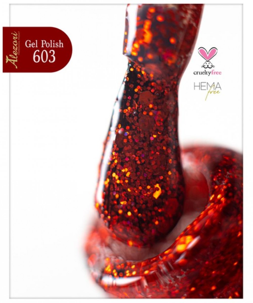 Alezori Ημιμόνιμο Βερνίκι Gel Polish Red Carpet 27 (№603 Glitter Με Παγιέτα) ,15ml