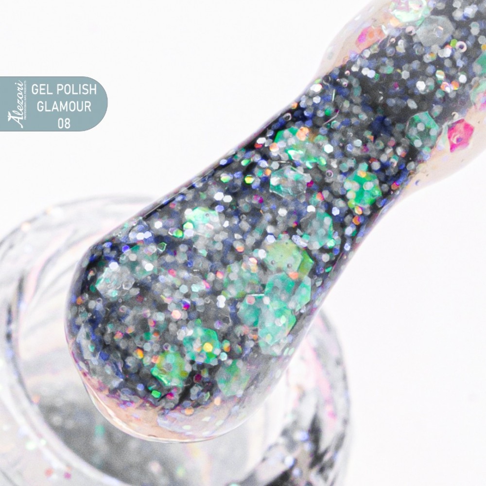 Alezori Ημιμόνιμο Βερνίκι Νυχιών Gel Polish Glamour 08 (№731_Glitter) Με Ιριδίζουσα Παγιέτα ,15ml Alezori Ημιμόνιμο Βερνίκι Νυχιών Gel Polish Glamour 08 (№731_Glitter) Με Ιριδίζουσα Παγιέτα ,15ml