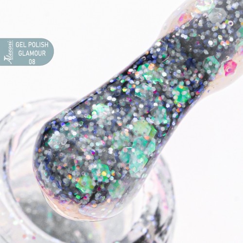 Alezori Ημιμόνιμο Βερνίκι Νυχιών Gel Polish Glamour 08 (№731_Glitter) Με Ιριδίζουσα Παγιέτα ,15ml