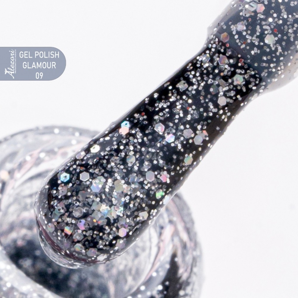 Alezori Ημιμόνιμο Βερνίκι Νυχιών Gel Polish Glamour 09 (№730_Glitter) ,15ml