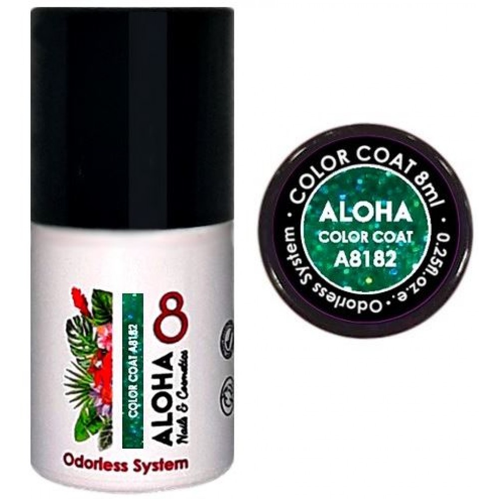 Aloha Ημιμόνιμο Βερνίκι Color Coat A8182 Christmas Tree Green Glitter, 8ml