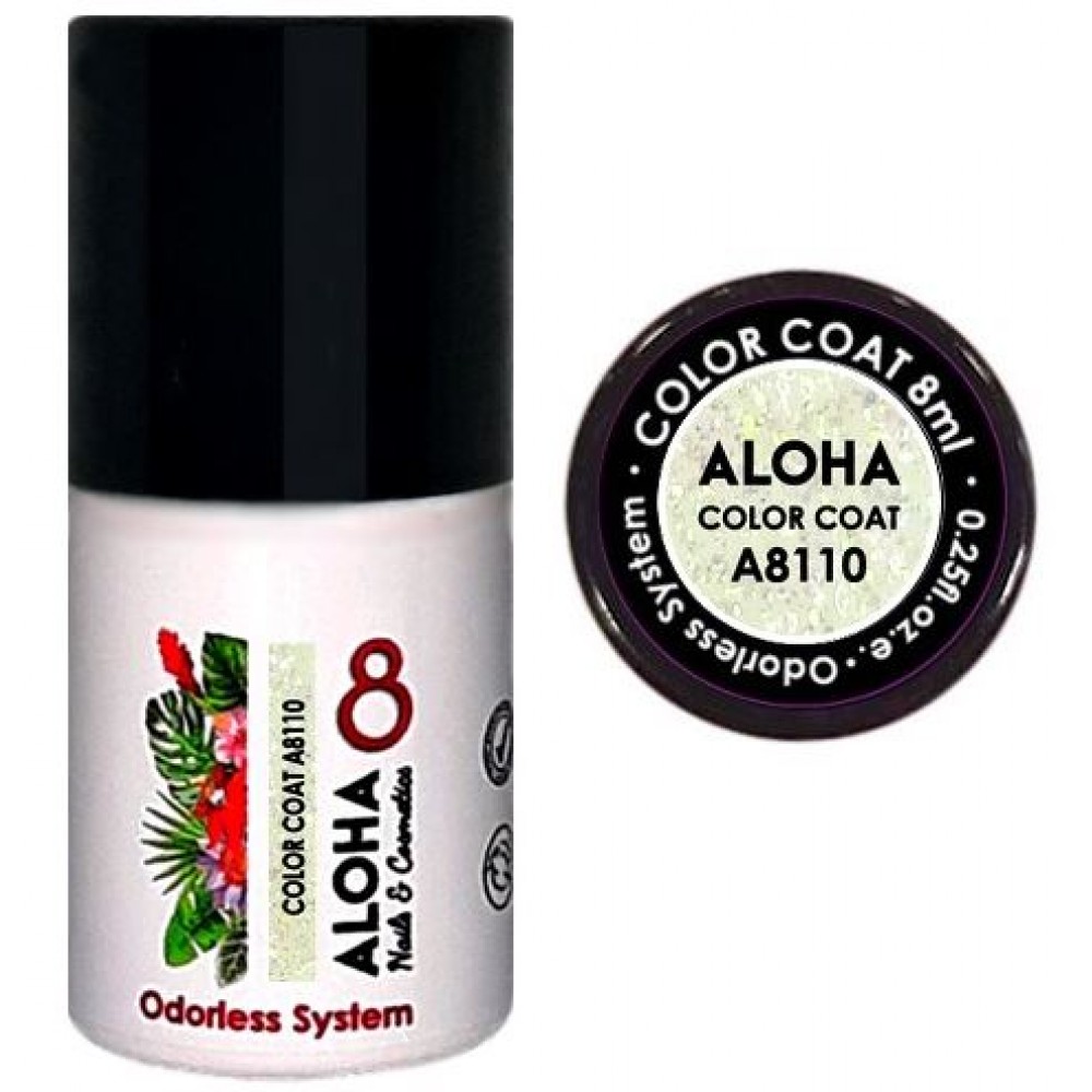 Aloha Ημιμόνιμο Βερνίκι Color Coat A8110 Clear Iridescent Glitter, 8ml