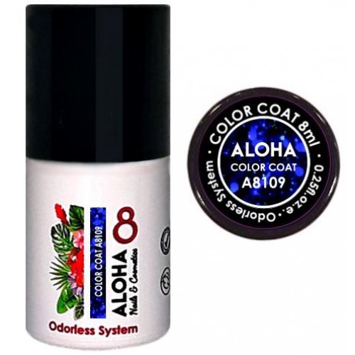 Aloha Ημιμόνιμο Βερνίκι Color Coat A8109 Blue Glitter With Electric Blue Payettes, 8ml
