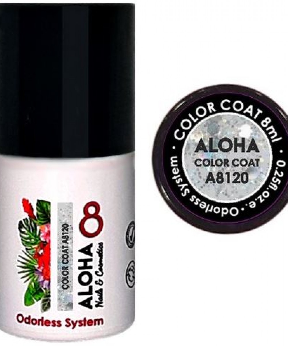 Aloha Ημιμόνιμο Βερνίκι Color Coat A8120 Iridescent Silver Glitter, 8ml