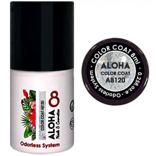 Aloha Ημιμόνιμο Βερνίκι Color Coat A8120 Iridescent Silver Glitter, 8ml