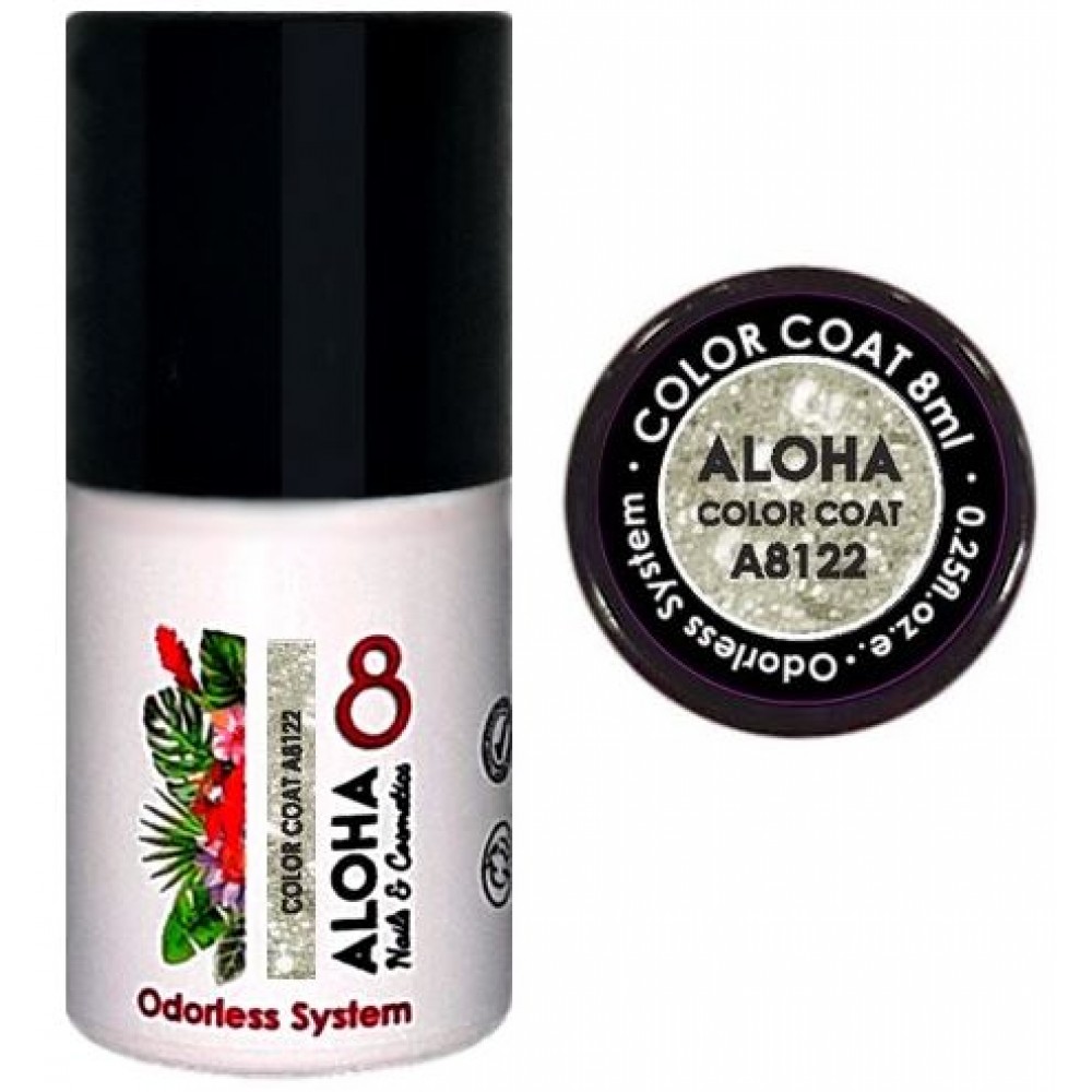 Aloha Ημιμόνιμο Βερνίκι Color Coat A8122 Light Gold Glitter With Silver Payettes, 8ml