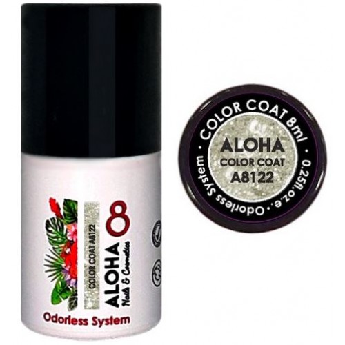 Aloha Ημιμόνιμο Βερνίκι Color Coat A8122 Light Gold Glitter With Silver Payettes, 8ml