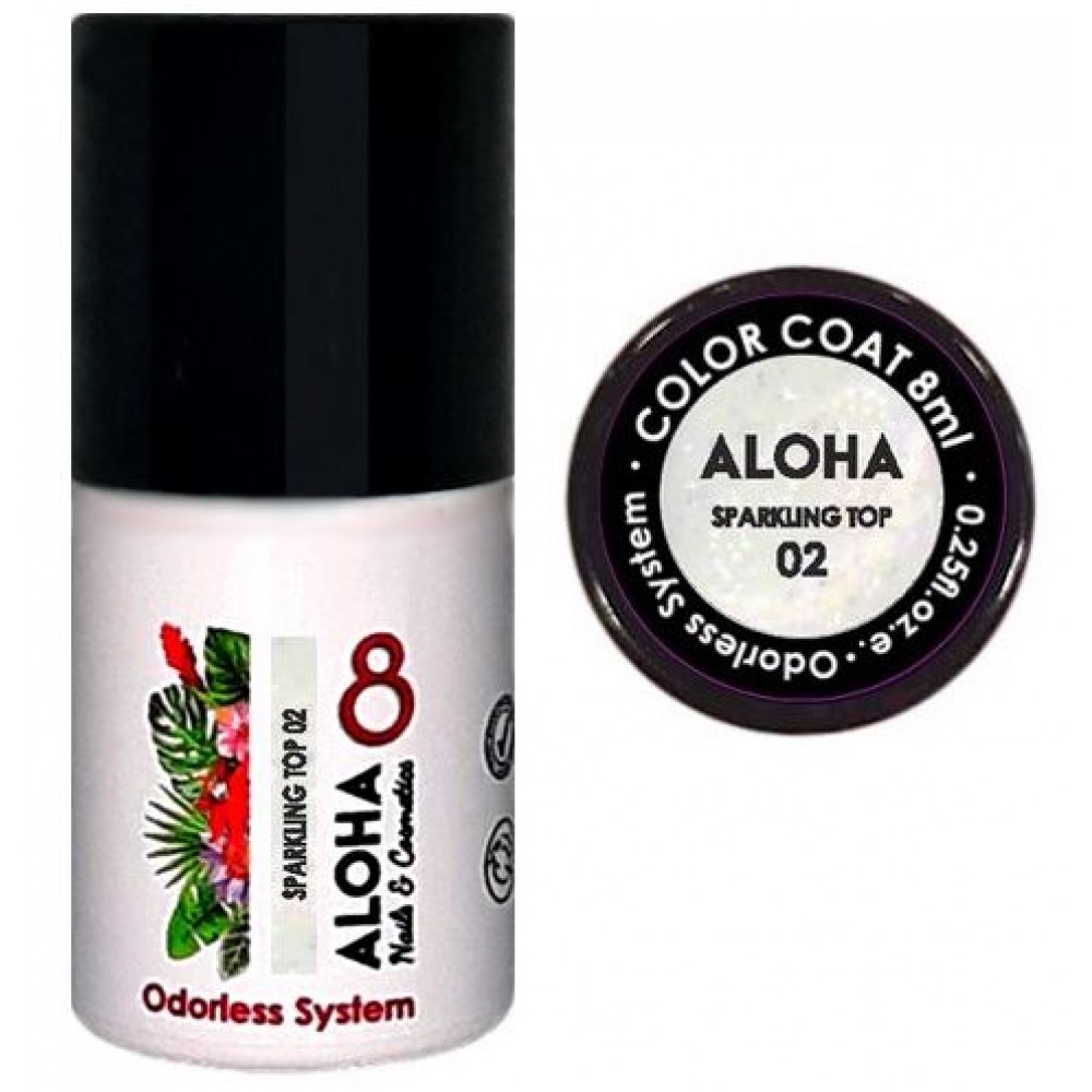 Aloha Ημιμόνιμο Βερνίκι Sparkling Top Coat No Wipe 02 Light Blue, 8ml