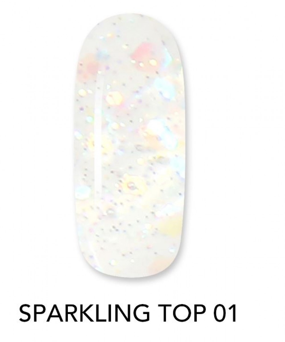 Aloha Ημιμόνιμο Βερνίκι Sparkling Top Coat No Wipe 01 Mixed Light Blue & Gold, 8ml