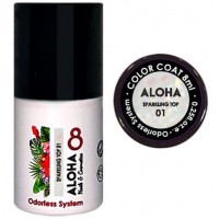 Aloha Ημιμόνιμο Βερνίκι Sparkling Top Coat No Wipe 01 Mixed Light Blue & Gold, 8ml