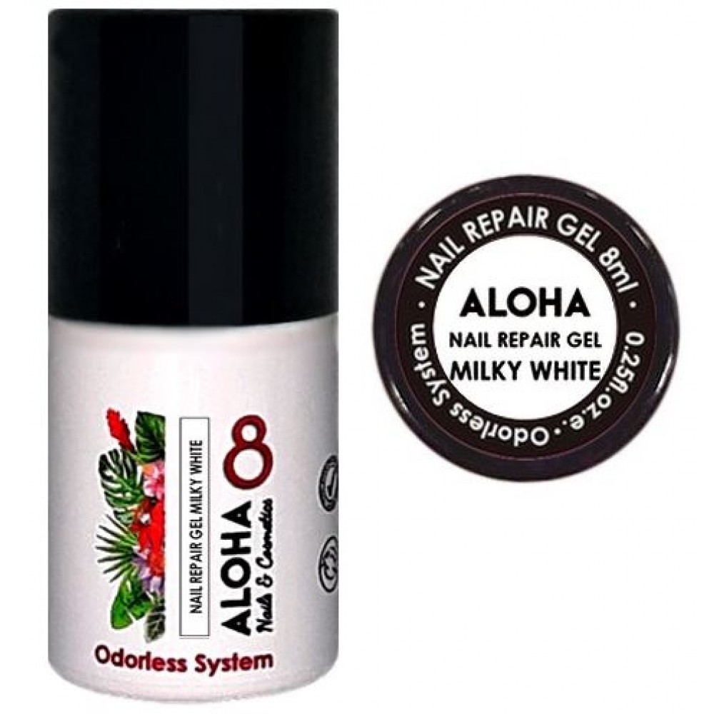 Aloha Ημιμόνιμο Βερνίκι Nail Repair Gel Rubber Base With Proteins, Milky White, 8ml