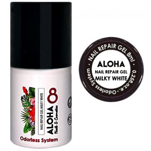 Aloha Ημιμόνιμο Βερνίκι Nail Repair Gel Rubber Base With Proteins, Milky White, 8ml