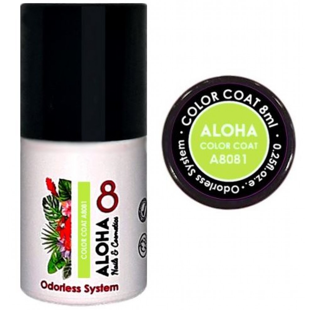 Aloha Ημιμόνιμο Βερνίκι Color Coat A8081 Neon Lime, 8ml