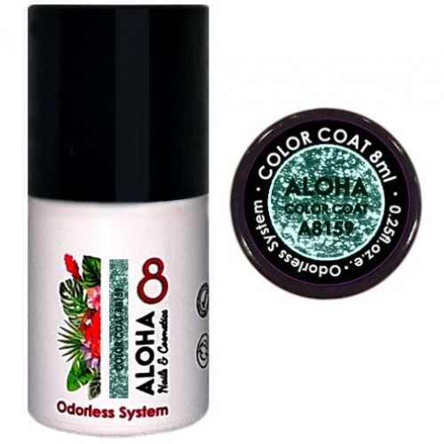 Aloha Ημιμόνιμο Βερνίκι Color Coat A8159 Cyan Glitter, 8ml