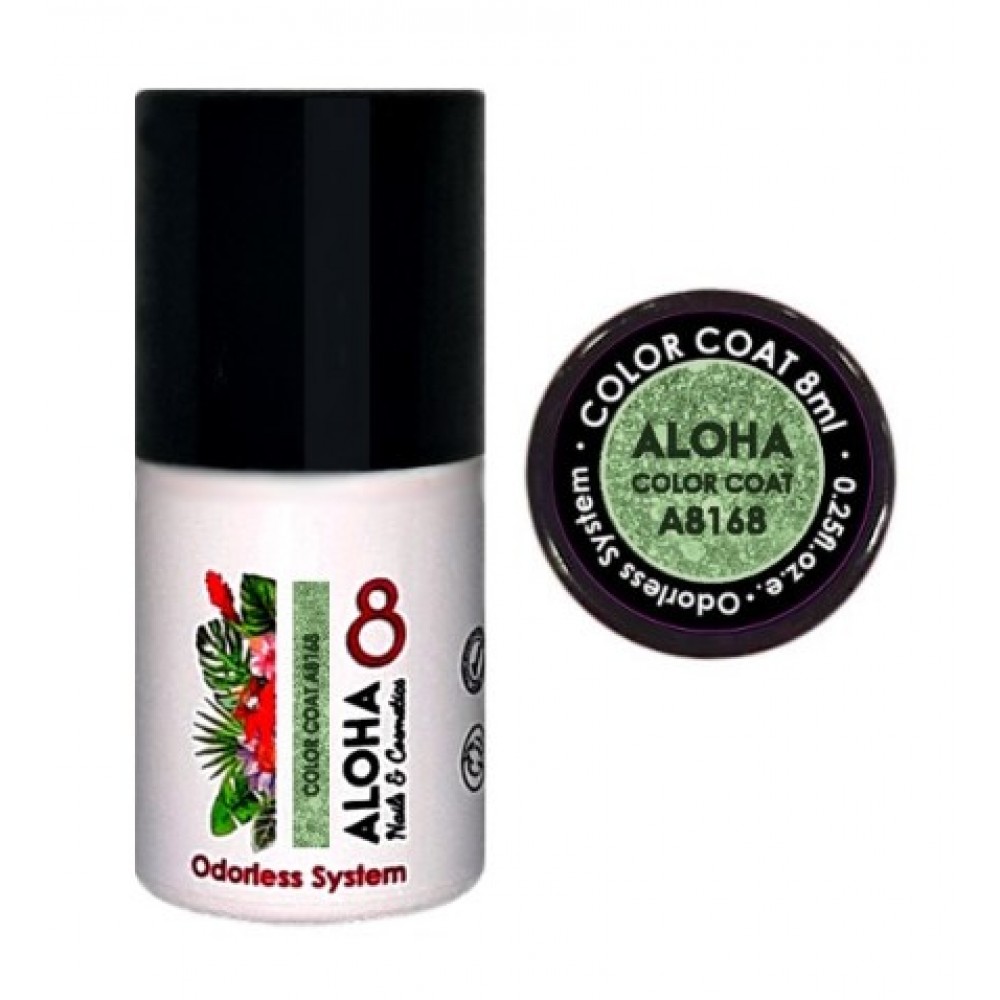Aloha Ημιμόνιμο Βερνίκι Color Coat A8168 Khaki Green Iridiscent Glitter, 8ml
