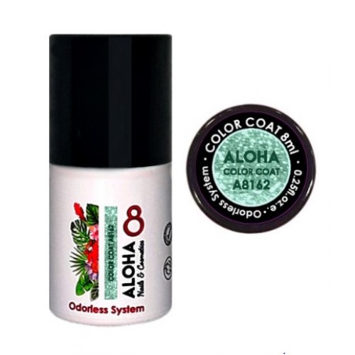 Aloha Ημιμόνιμο Βερνίκι Color Coat A8162 Minty Mermaid Metallic with Glitter, 8ml