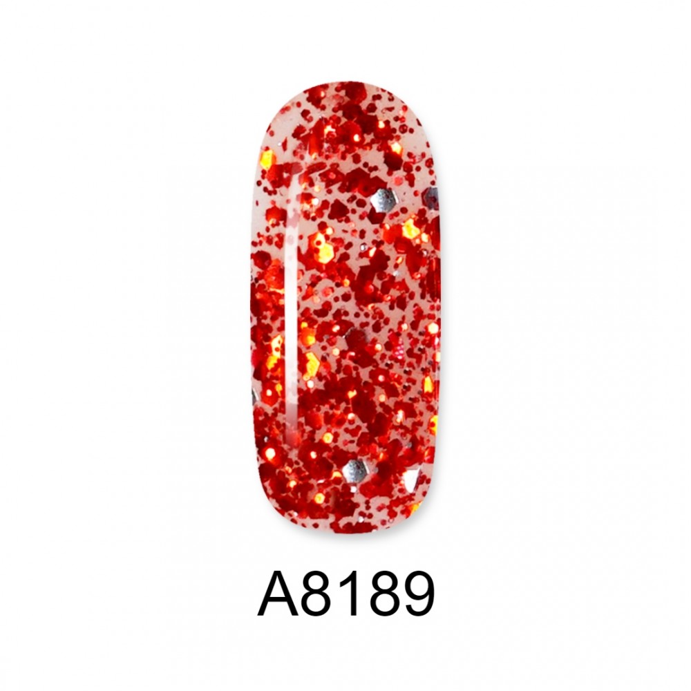 Aloha Ημιμόνιμο Βερνίκι Color Coat A8189 Flame Red Glitter Transparent, 8ml