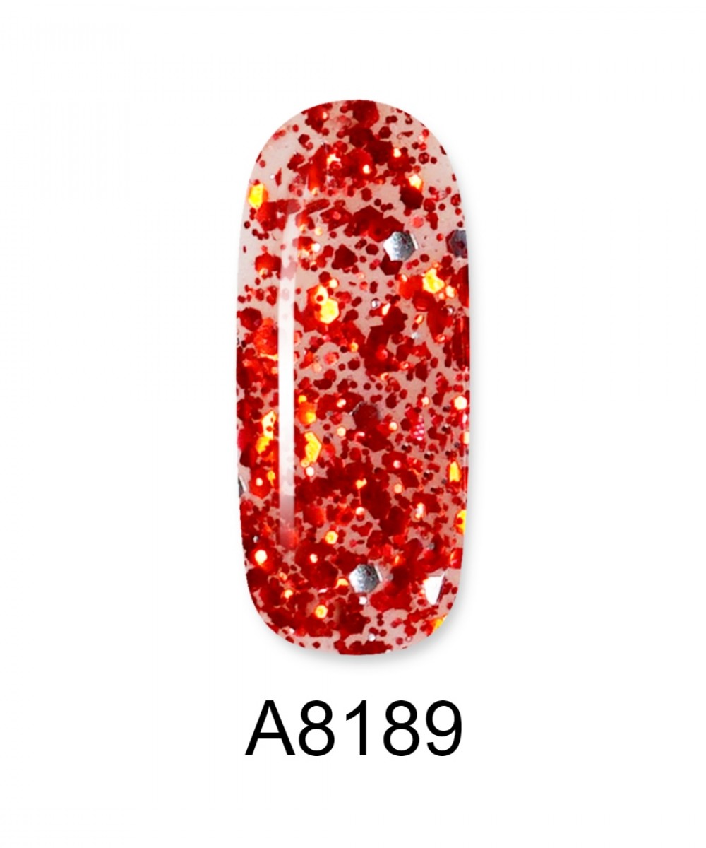 Aloha Ημιμόνιμο Βερνίκι Color Coat A8189 Flame Red Glitter Transparent, 8ml