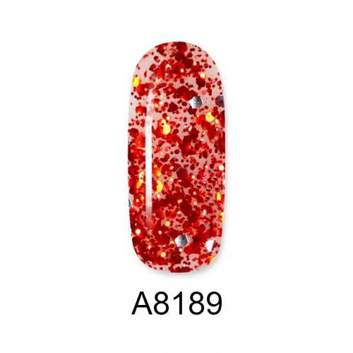 Aloha Ημιμόνιμο Βερνίκι Color Coat A8189 Flame Red Glitter Transparent, 8ml