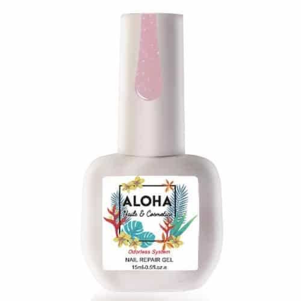 Aloha Θεραπεία Ημιμόνιμου Με Πρωτεΐνες & Χρώμα Nail Repair Gel Sparkling Cover Pink ,15ml