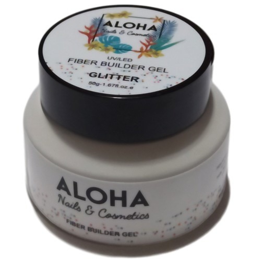 Aloha Gel Χτισίματος Fiber Builder Gel Clear With Glitter (Διάφανο Με Glitter) 15Gr
