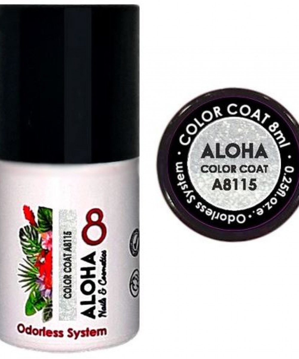 Aloha Ημιμόνιμο Βερνίκι Color Coat A8115 White Glitter, 8ml