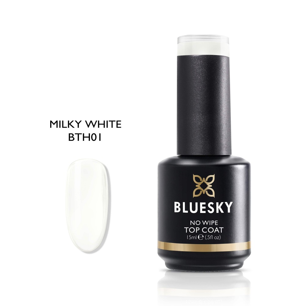 Bluesky Milky White Top No Wipe BTH01 Για Ημιμόνιμο Βερνίκι Νυχιών ,15ml