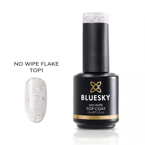 Bluesky Ημιμόνιμο Βερνίκι Νυχιών Top No Wipe Flake 01 Silver  ,15ml