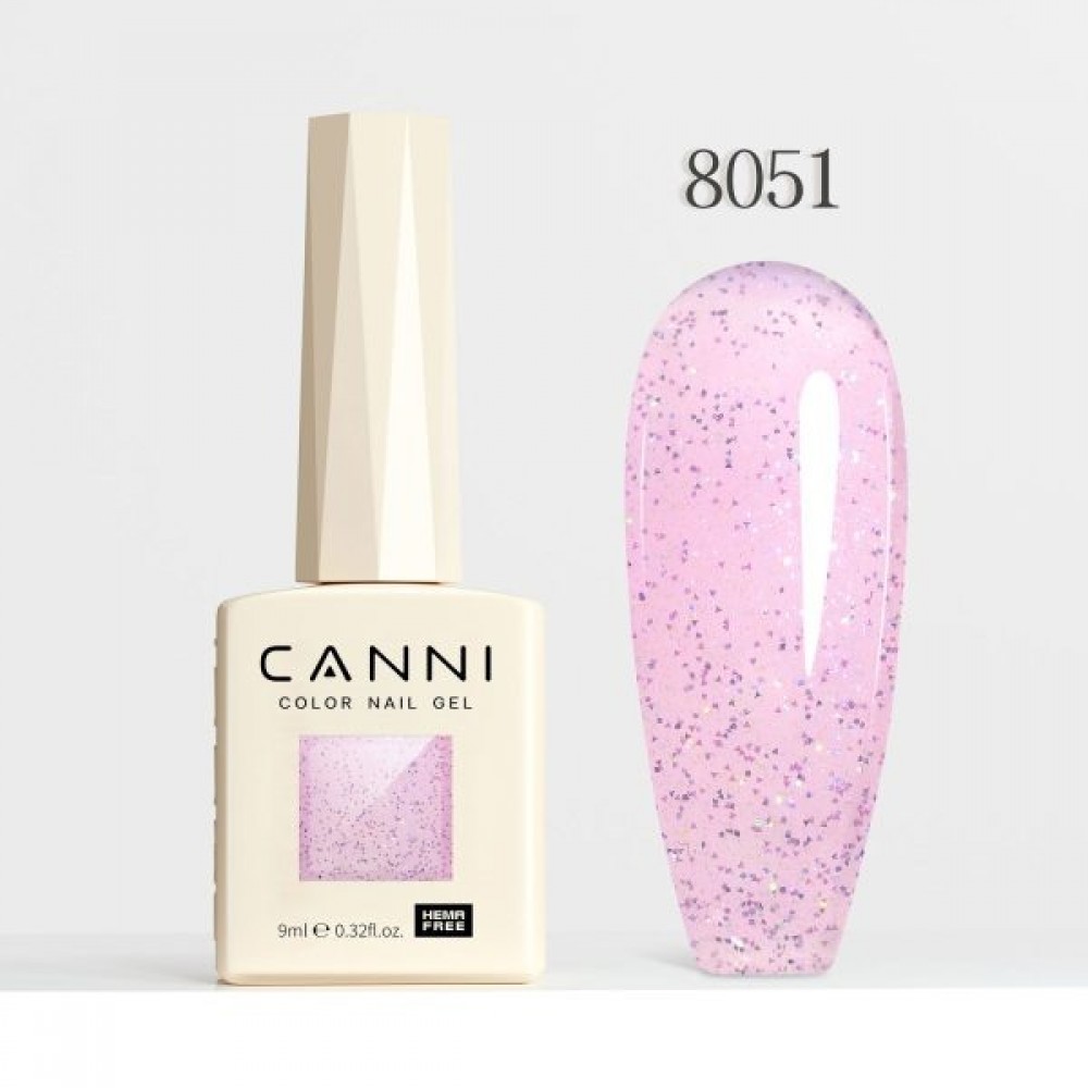 Canni Ημιμόνιμο Βερνίκι Νυχιών  Fairy Glitter  8051, 9ml  Hema Free