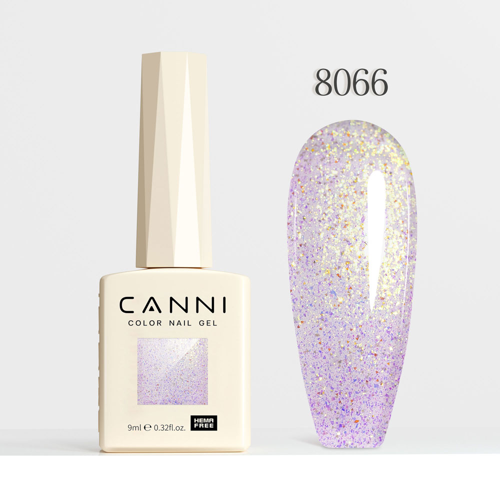 Canni Ημιμόνιμο Βερνίκι Νυχιών  Aurora Glitter 8066, 9ml  Hema Free