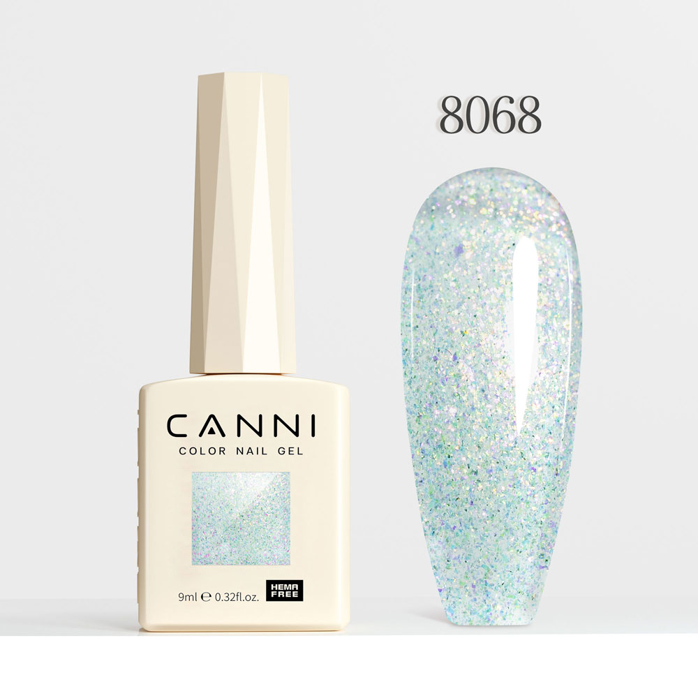 Canni Ημιμόνιμο Βερνίκι Νυχιών  Aurora Glitter 8068, 9ml  Hema Free