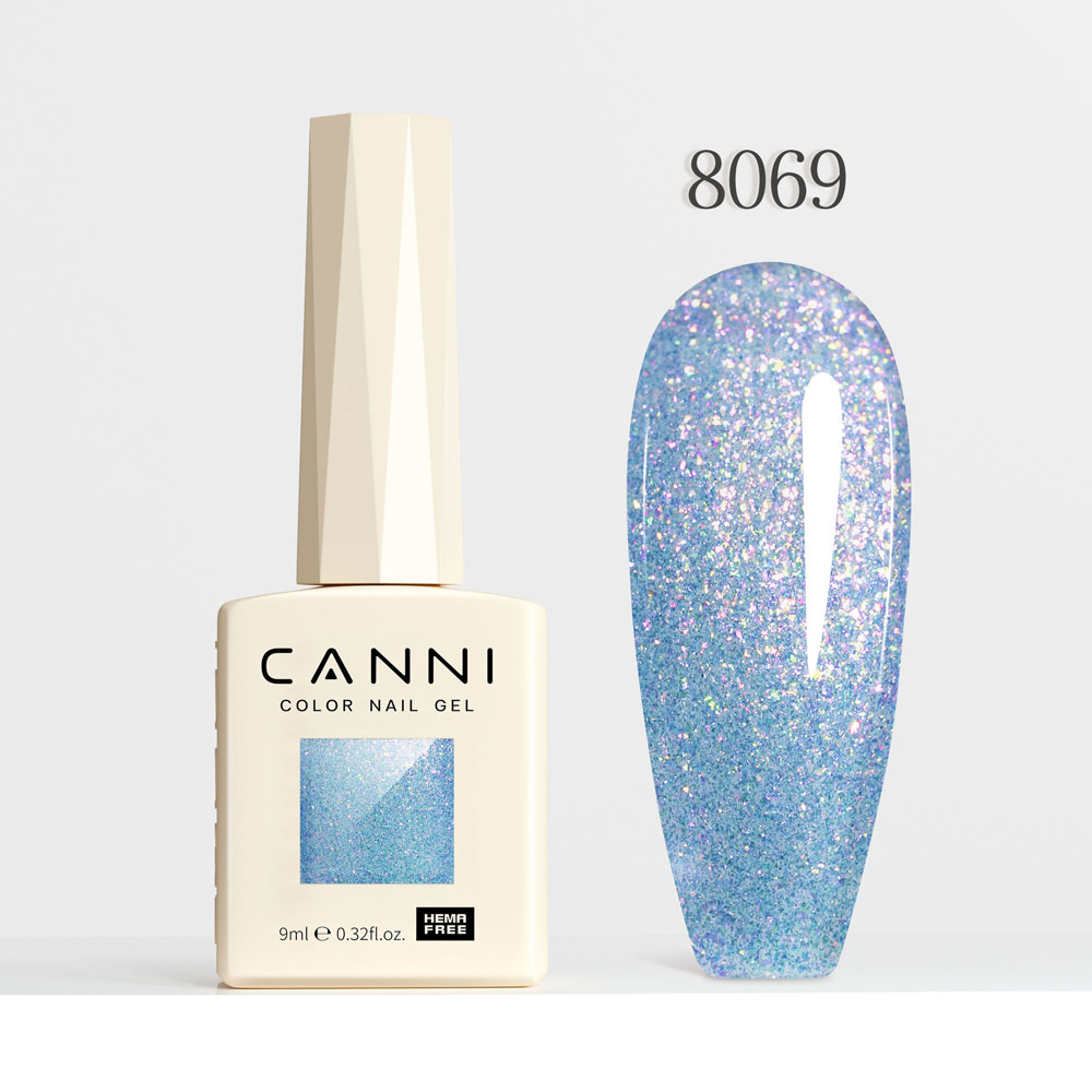 Canni Ημιμόνιμο Βερνίκι Νυχιών  Aurora Glitter 8069, 9ml  Hema Free
