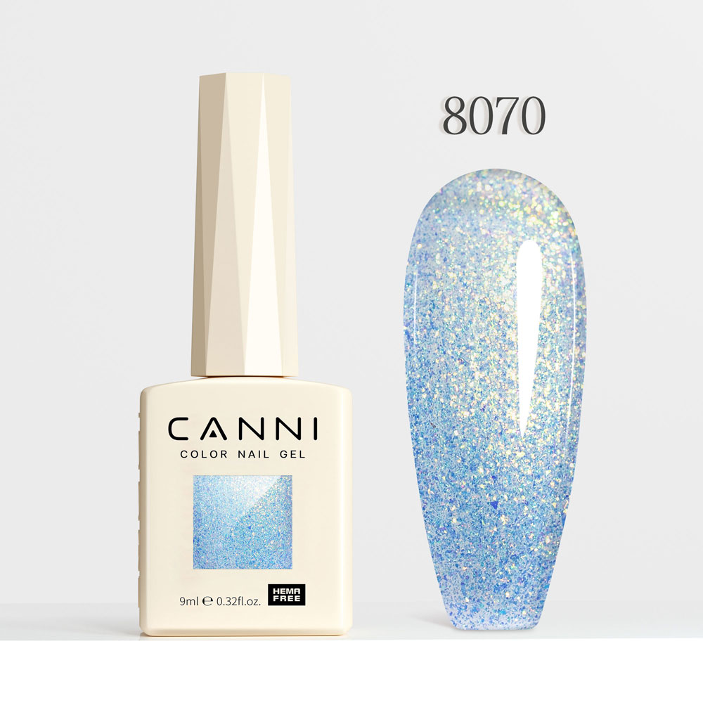 Canni Ημιμόνιμο Βερνίκι Νυχιών  Aurora Glitter 8070, 9ml  Hema Free