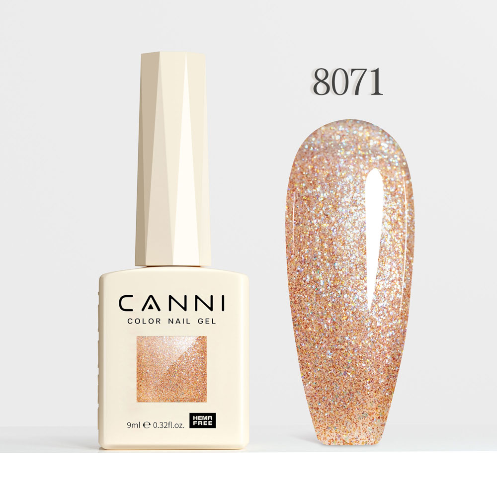 Canni Ημιμόνιμο Βερνίκι Νυχιών  Aurora Glitter 8071, 9ml  Hema Free