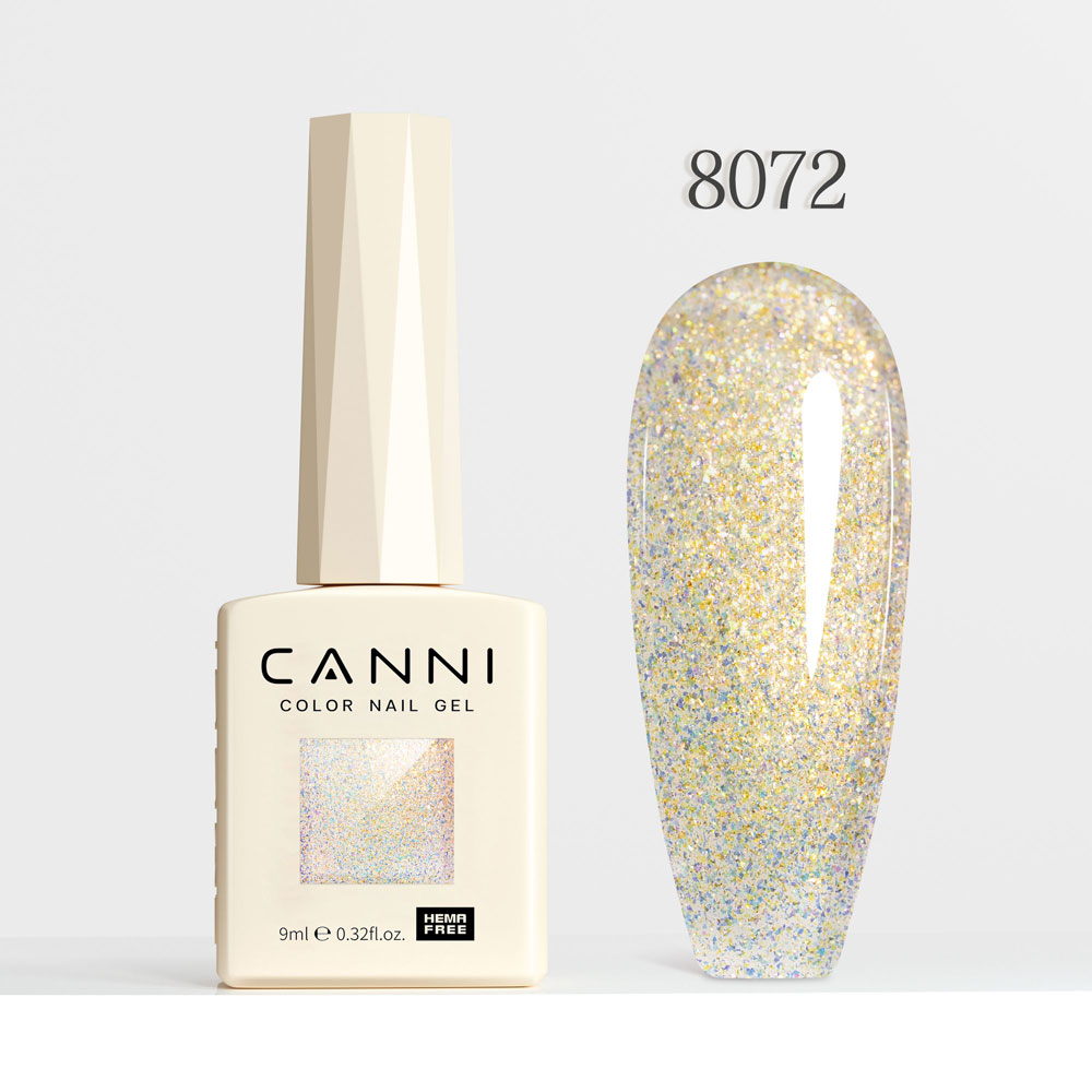 Canni Ημιμόνιμο Βερνίκι Νυχιών  Aurora Glitter 8072, 9ml  Hema Free