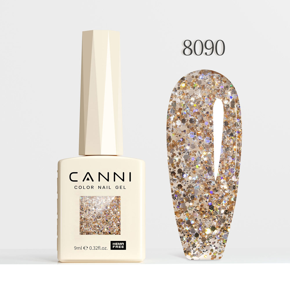 Canni Ημιμόνιμο Βερνίκι Νυχιών  Dawn Crystal Flash 8090, 9ml  Hema Free