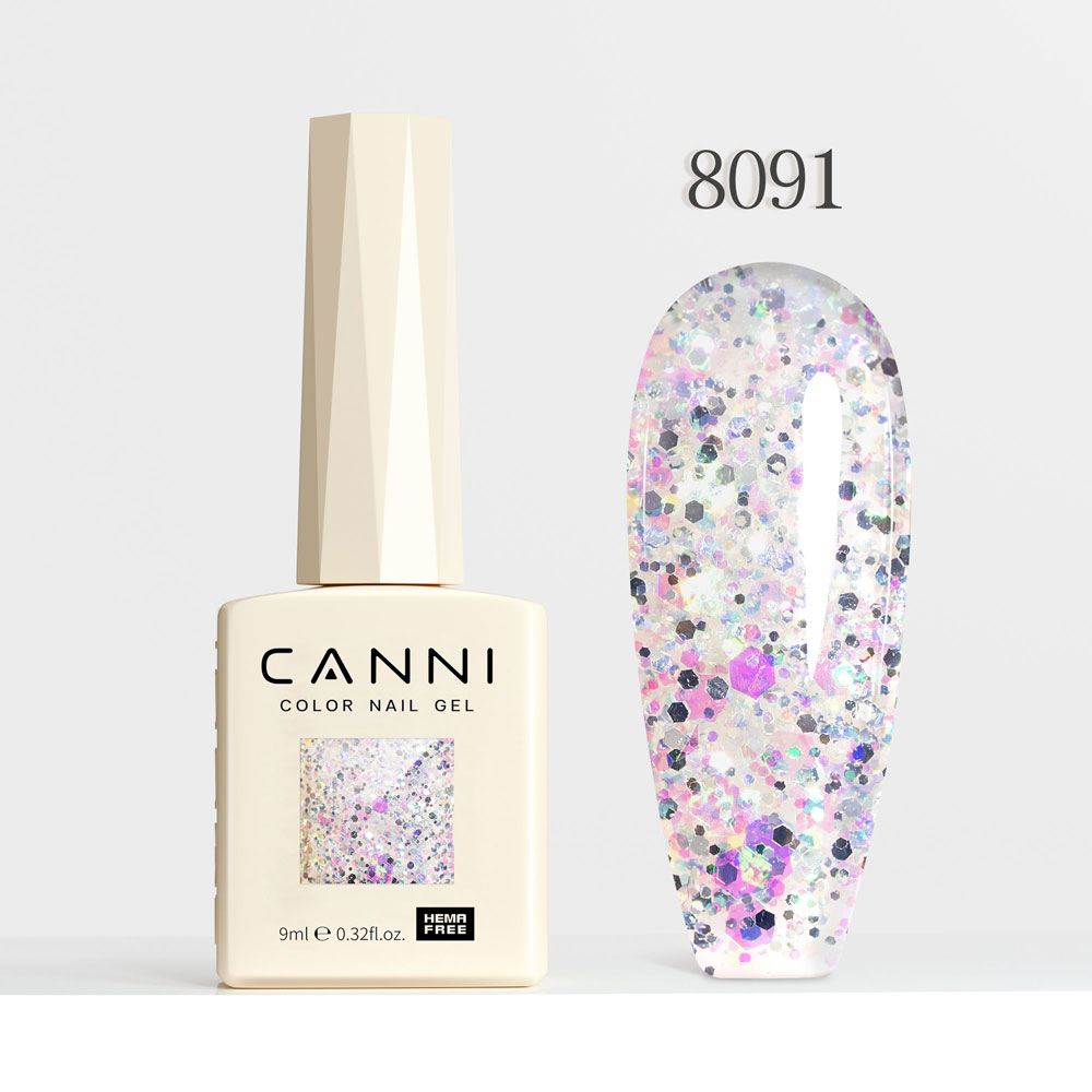 Canni Ημιμόνιμο Βερνίκι Νυχιών  Dawn Crystal Flash 8091, 9ml  Hema Free