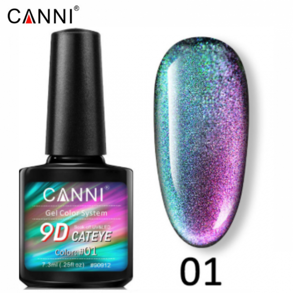 Canni Ημιμόνιμο Βερνίκι Νυχιών 9D Cat Eye 01 ,7.3ml