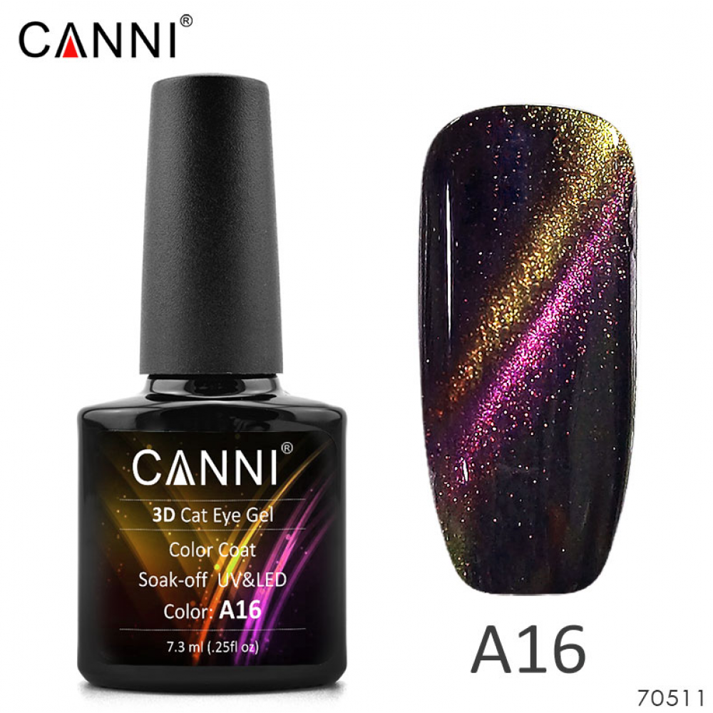 Canni Ημιμόνιμο Βερνίκι Νυχιών 3D Cat Eye A16 ,7.3ml
