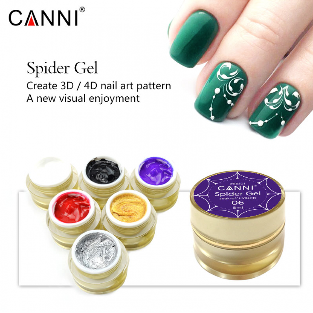 Canni Ημιμόνιμο Βερνίκι Νυχιών Spider Gel Black ,8ml *