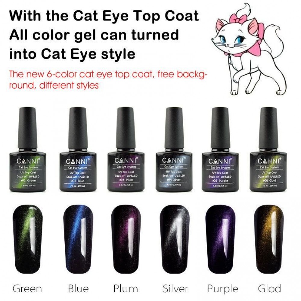 Canni Ημιμόνιμο Βερνίκι Νυχιών Top Coat Cat Eye 002 ,7.3ml Canni Ημιμόνιμο Βερνίκι Νυχιών Top Coat Cat Eye 002 ,7.3ml